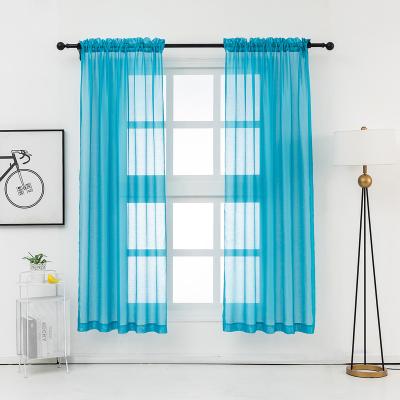 China Semi Rolls Popular Semi Crushed Blackout Living Room Voile Peacock Green Sheer Curtains Drapes For Home Decoration for sale