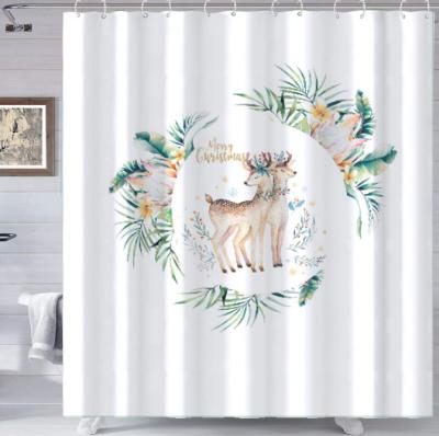 China Semi Blackout Bathroom Sets With Modern Custom Print Christmas Shower Curtain Liner Eco - Friendly for sale