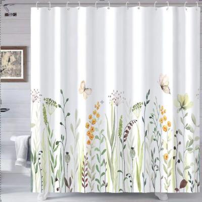 China Wholesale Semi Blackout With Factory Price Waterproof Printed 100% Polyester Toilet Room Bath Curtain Hotel Bathroom Shower Curtains for sale