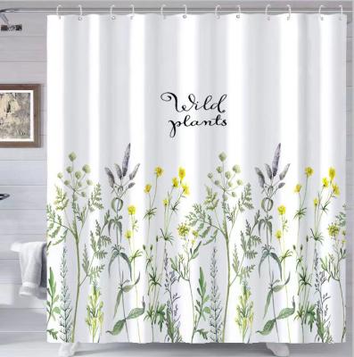 China Semi Waterproof Custom Polyester Blackout Flower Sunflower Digital Printed Bathroom Bath Sets Curtain With Shower Curtain for sale