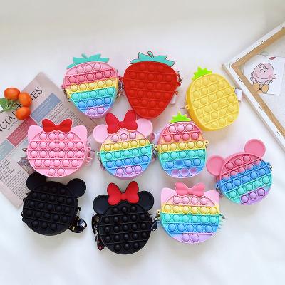 China Waterproof 2022 Kids Silicon Rainbow Busy Person Bubble Pop It Cross - Body Purse Pineapple Strawberry Cat Minnie Minnie Mouse Mouse Pop It Pinch It for sale