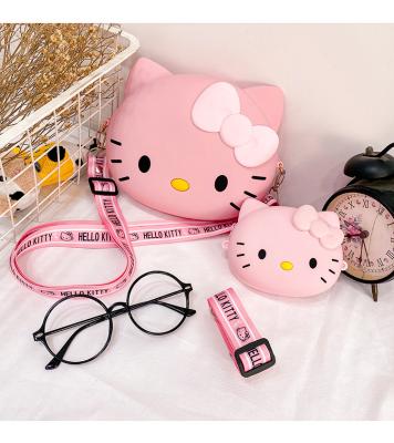 China Hello Kitty Kids Toddler Adults Small Waterproof 3d Cartoon Girls Pink Sweet Cross - Body Handbag Silicone Kitty Hello Kitty Coin Purse For Woman for sale