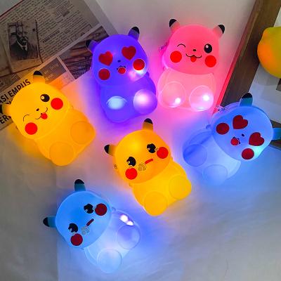 China Waterproof Toddler Kids 3d Cartoon Pikachu Cross - Body Shoulder Coin Purse Glow in the Dark Silicone Pikachu Purse Handbags With Led Light Interior for sale