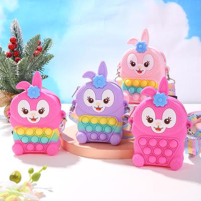 China Cute Bubble Easter Bunny Bubble Bunny Toddler Kids Noise-Making Purse Waterproof Silicone Handbag Toy IT Squeeze It for sale