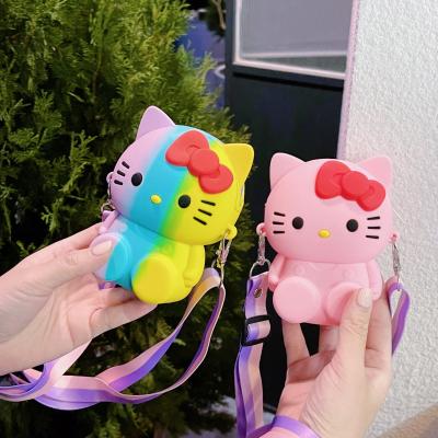 China New Cute Waterproof 3d Cartoon Silicone Kitty Charm Hello It Jumping Purse Cross - Body Bag Kitty Noise Hello It Invent Purse for sale