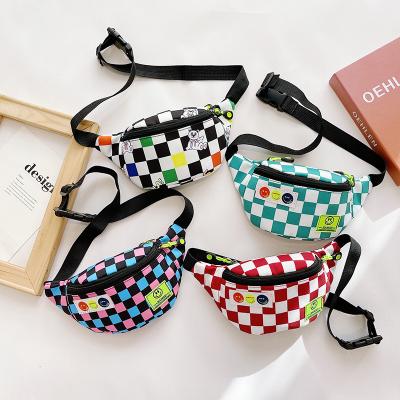 China Waterproof 2022 Spring Children Designer Sling Pussy Pack Checkerboard Chest Bag Cross - Body Bag Checkerboard Waist Bag For Kids Girls for sale