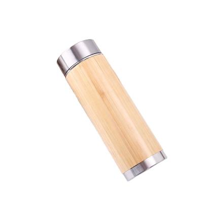 China Logo Bamboo Tea Tumbler Customized PORTABLE 450ml Insulated Coffee Straight Tumbler With Tea Infuser for sale