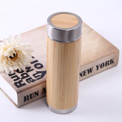 China Eco-friendly PORTABLE Vacuum Thermos Flask Stainless Steel Bamboo Insulated Water Bottle With Covered Bamboo for sale