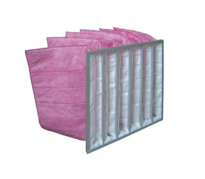 China F8 F9 Bag Pocket Air Filter Galvanized Steel Aluminium Frame Yellow White Pink For Industry Factory for sale