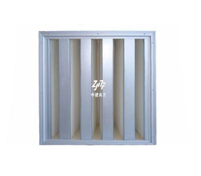 China Galvanized Steel Frame V Bank HEPA Filter , 0.3um HEPA Pleated Air Filter H13 for sale