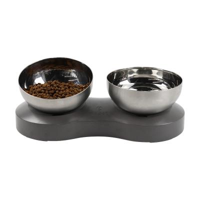 China Sustainable Wholesale Custom Pet Single And Double Bowls Elevated Downhill Dog Travel Bowls Double Stainless Steel for sale