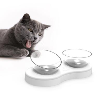 China New Design Viable Transparent Clear Acrylic Bowl Pet Cat And Dog Bowl Double For Food And Drink for sale