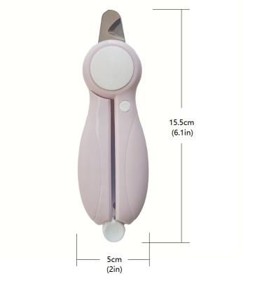 China Viable Blue Pink White Electric Pet Scissors with Safety Guard and Hidden Nail Folder LED Light Battery Nail Clipper for Dogs and Cats for sale