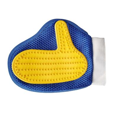 China New Style Viable Dog Cat Cleaning and Grooming Tools Blue and Yellow Silicone Rubber Massage Glove for sale