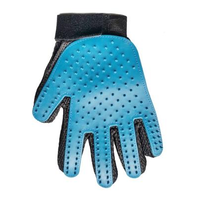 China Viable Dog Cat Cleaning and Grooming Tools 5 Black Fingers and Blue Silicone Rubber Massage Glove for sale