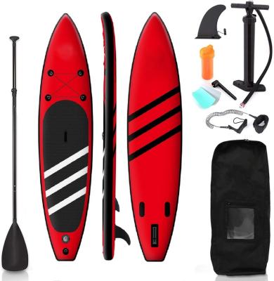 China 12.6ft Inflatable Paddle Board Guetio Unisex Red Packing Sup Board Waterplay Surfboard Inflatable Board With Bags for sale