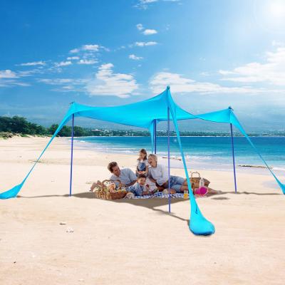 China Outdoor Lightweight Aluminum Beach Shade 8 Pole Beach Tent Beach Sun Shelter Straight Tying Type for sale