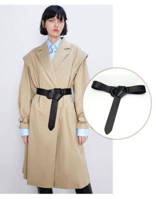 China New Fashion Modern Sheepskin Women Genuine Leather For Coat Sweater Tie Wide Waist Belt for sale