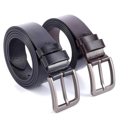 China Cowhide Mens 4CM Classic Casual Vintage Jeans Belt Full Grain Thicker Cowhide Leather Alloy Buckle for sale