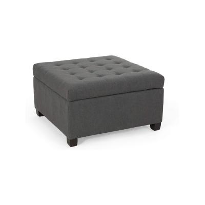 China Hot Sale Gray Fabric Art Fabric Storage Box Upholstered Stool for sale