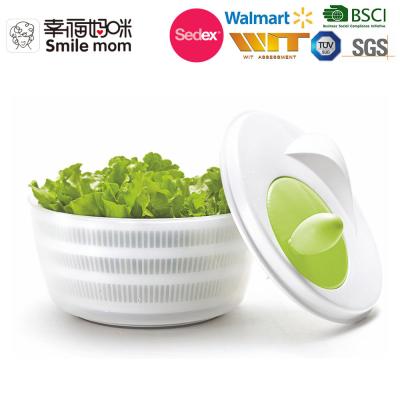 China Sustainable Salad Mama Smile Salad Drier Servers Manual Large Plastic Salad Spinner With Bowl for sale