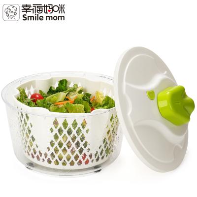 China Sustainable Kitchen Mum Smile Salad Spinner Vegetable Dryer Plastic Manual Salad Spinner With Bowl for sale