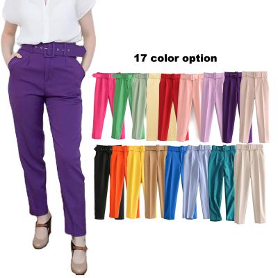 China 2022 Female Beige Anti-Wrinkle Spring Women's Career Pant Lady Traf Office Straight Pants Waistband Ankle-Length Women's Casual Pants for sale