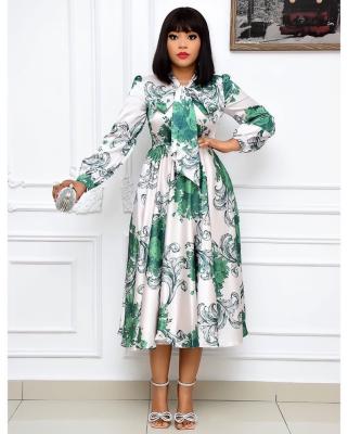 China Amazon Breathable Long Sleeve Bandage Printed European And American Dress Skirt Women's Long Tall Dresses for sale