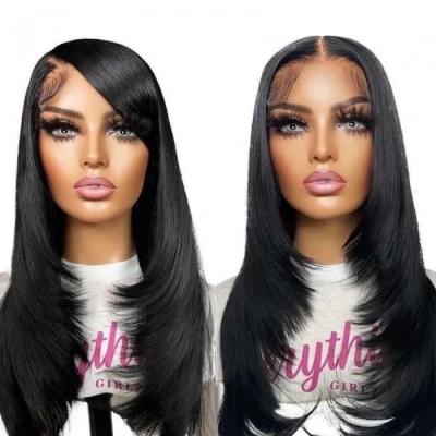 China Custom 100% Lace Frontal Pixie Cut Fringe Wig Full Wave New Arrival Highlight Wigs Short Silky Straight Hair Lace Frontal for sale