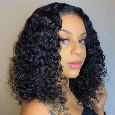 China Brazilian Water Wave Hair Lace Wig Water Wave Virgin Cuticle Aligned Full Lace Human Hair Wig 100% Swiss for sale