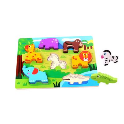 China Colorful/Safe/Environmental Early Educational Kids Puzzle Toy DIY Animal Shape Wooden 3d Puzzle for sale