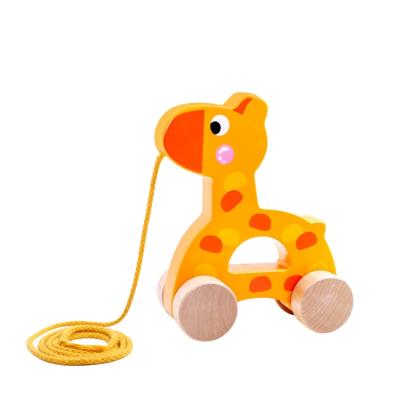 China Juniper Wood + MDF Wooden Animal Giraffe Push Along Walking Toy for sale