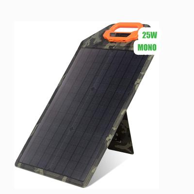 China 25W High Output High-transmittance and Low-power Reflection Monocrystall Portable Waterproof Solar Panel for Camping RV CA381-SL for sale