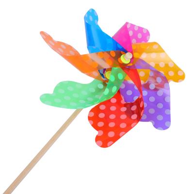 China Newest Popular Promotional Plastic PP+Wood Pole Sun Wooden Garden Windmill for sale