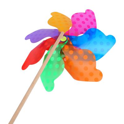 China PP+Wood Pole Factory Supply Rainbow Plastic Windmill Toy Pinwheel For Kids for sale