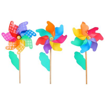 China New PP+Wood Pole Wooden Windmill Garden High Quality Manufacture Plastic Sun for sale