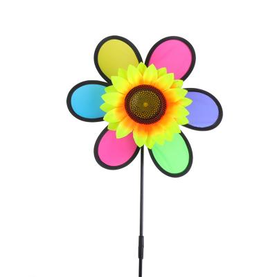 China Oxford Cloth Garden Decoration Diy Suns Sunflower Pattern Style Windmill Toy For Kids for sale