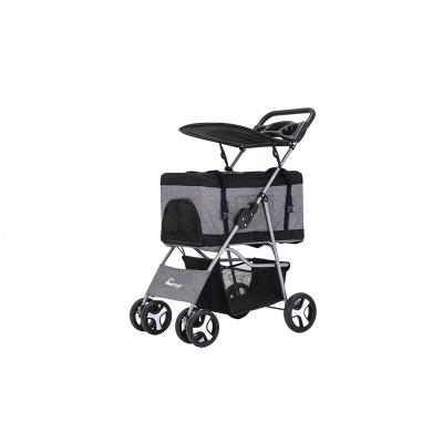 China High Quality Viable Folding Travel Carrier Cart Four Wheel Pet Stroller for Dogs and Cat for sale