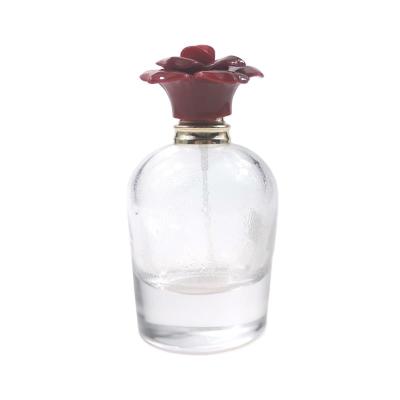 China Personal Care Ermay EP232 80ml Personal Decorative Empty Glass Perfume Bottle With Flower Cap for sale