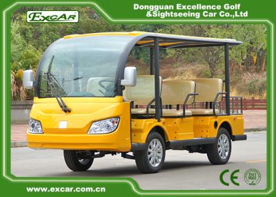 China Gele 72V 7.5KM 8 Seater Elektrische Sightseeingsauto met Opslagmand Te koop