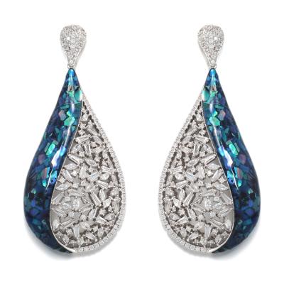 China Handmade Fashion Bridal Shell Earrings 925 Sterling Silver Jewelry Drop Earrings for sale