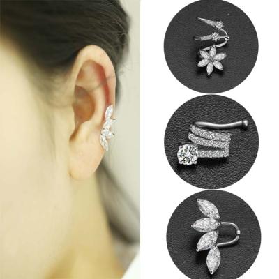 China Fashion Ladies Earrings Designs Pictures Zirconia Clip Earrings Brass/Copper Ear Cuff for sale