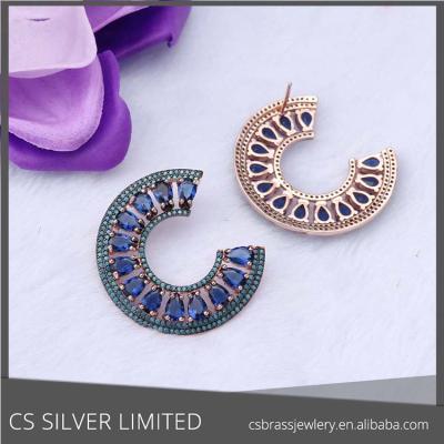 China Fashionable made in china brass earrings turquois jewelry 0-15436 for sale