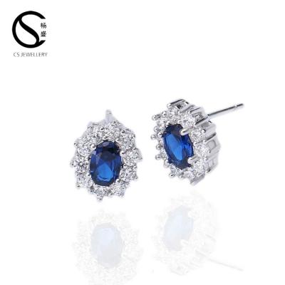 China 2017 Fashionable Wholesale Big Stone Stud Earrings With Blue Zircon 1-6405 for sale