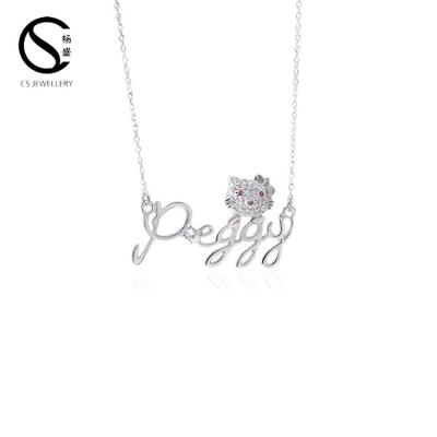 China Cat Kitty Necklace Pendant Letter Necklace cute fashionable for woman 7-2739 for sale