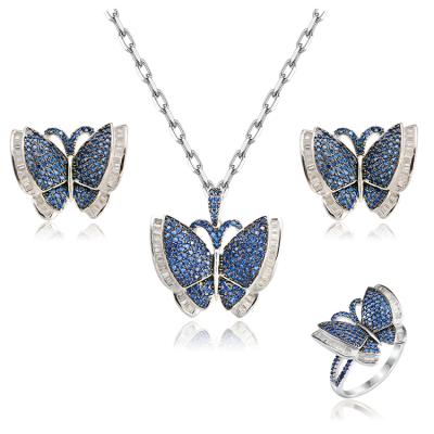 China China Fashion Brass Wholesale 925 Jewelry Silver Butterfly Jewelry Set For Women for sale