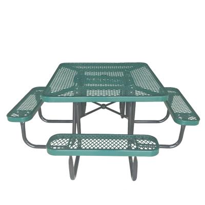 China Factory Manufacture Industrial Outdoor Furniture Portable Expanded Metal Round Picnic Tables for sale