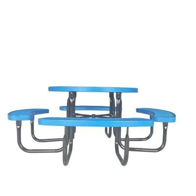 China Modern Outdoor Garden Furniture Around Blue Picnic Table With 4 Bench Capacity 300 Pounds Per Seat for sale