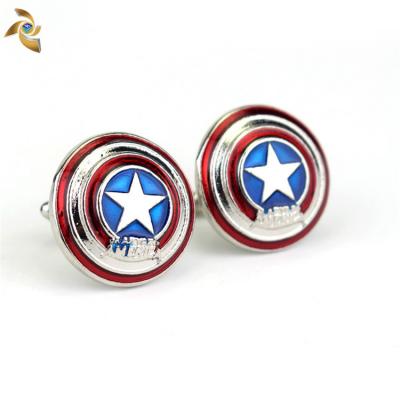 China China Factory Promotion Gift Mens Fashion Marvel Series Captain America Shield Cufflinks for sale