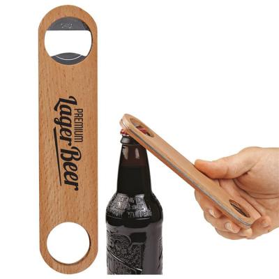 China Custom Printing Logo Wooden Bottle Opener With Wood Handle Viable for sale